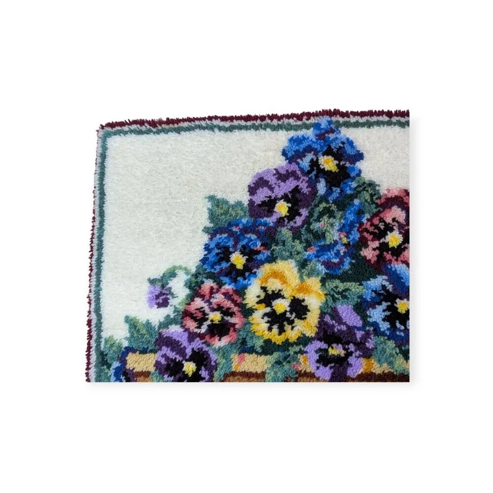 Handmade Colorful Pansy Soft Large Latch Hook Rug 42
